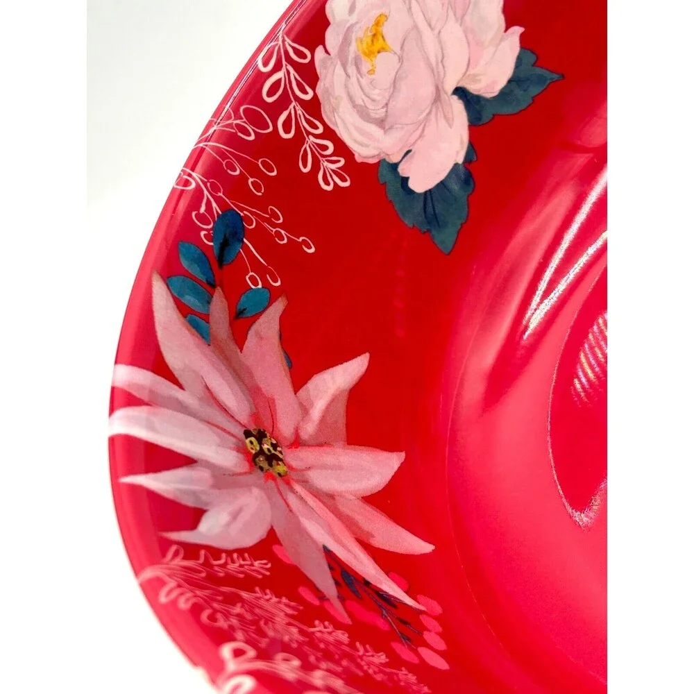 Pioneer Woman 100% Melamine Textured Holiday Bowl Textured Christmas Tree Flower